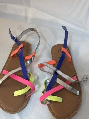 GAP Girls Multicolor Strappy Buckle Sandals Open Toe Casual US Size 4